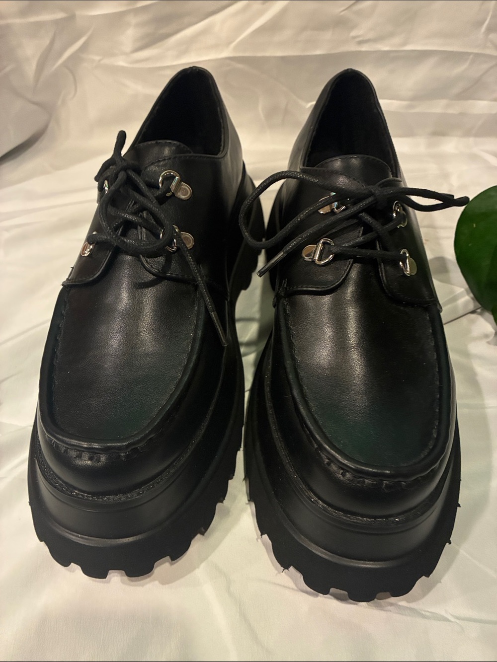 New Ladies Size 11 ASOS Memphis Chunky Lace Up Platform Shoes in Black (ABBA) - Picture 4 of 16